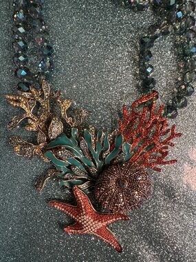 Heidi Daus Multicolor Ocean Coral Statement Necklace - Teal & Red